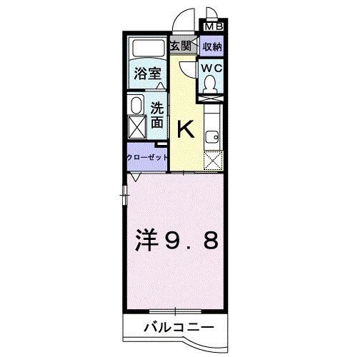アッソレート・ポストII(1K/3階)の間取り写真