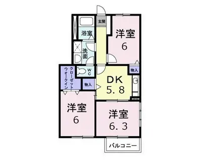 イーストヒルズ(3DK/1階)の間取り写真