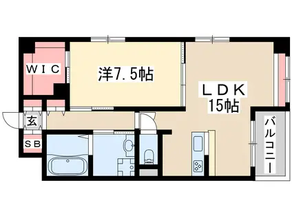 カッシア江坂(1LDK/4階)の間取り写真