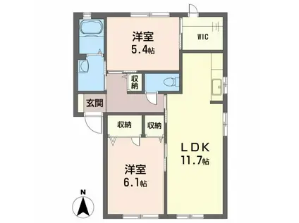 シャーメゾンエチュード(2LDK/1階)の間取り写真