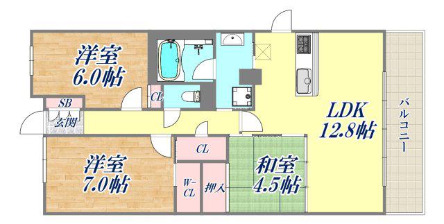 プラウドシティ塚口マークフォレスト(3LDK/13階)の間取り写真