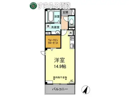 SKY・Eつげの木 (ワンルーム/3階)の間取り写真