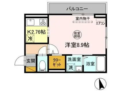 エバー葛城(1K/3階)の間取り写真