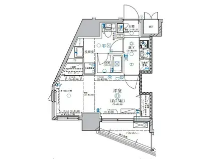 ディアレイシャス北千住(1K/4階)の間取り写真