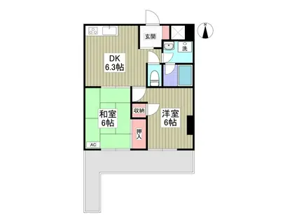 セントラルグリーンマンション(2DK/6階)の間取り写真