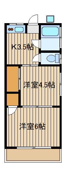 ハイムさかえ(2K/2階)の間取り写真