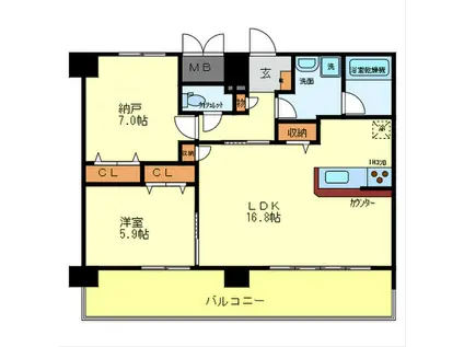 ベロフィオーレ宮之阪(1SLDK/5階)の間取り写真