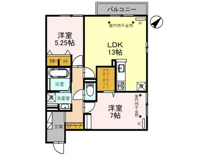 グラン・ファミール(2LDK/2階)の間取り写真