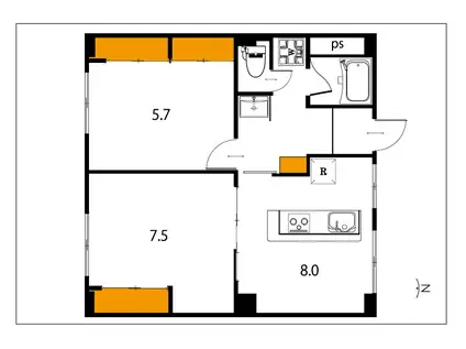 プリンスマンション(2LDK/1階)の間取り写真