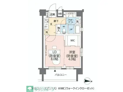 ミュージション墨田両国(2K/3階)の間取り写真