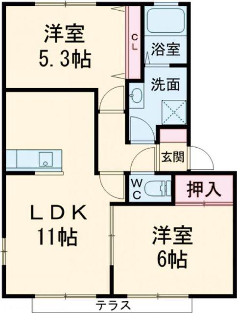 トトロの木(2LDK/1階)の間取り写真