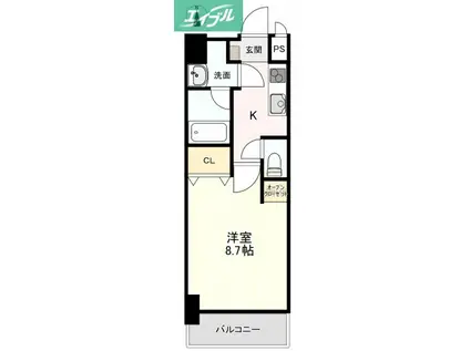 柳町CORAL(1K/10階)の間取り写真