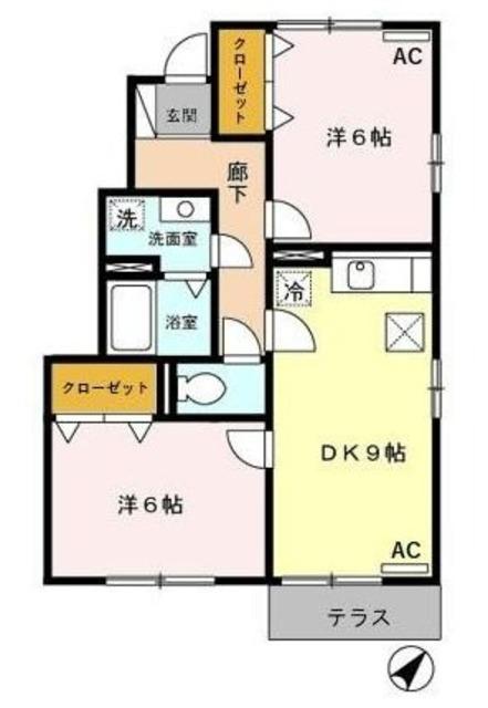 レガーロA(2DK/1階)の間取り写真