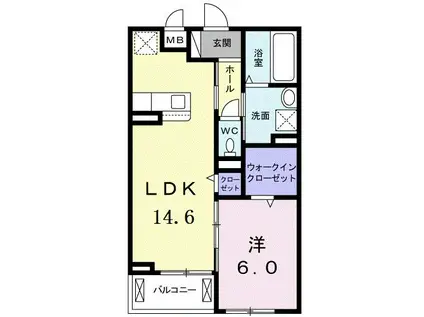 ボナール神野(1LDK/3階)の間取り写真