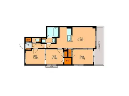 ソレイユ(3LDK/3階)の間取り写真