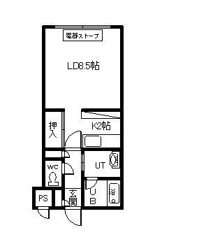JR富良野線 神楽岡駅 徒歩30分 2階建 築23年(1K/1階)の間取り写真