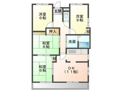 サングリーン河田(4LDK/5階)の間取り写真