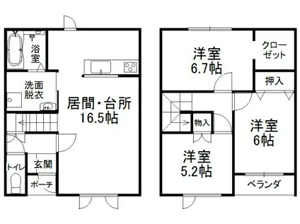 イリスIIINE(3LDK/1階)の間取り写真