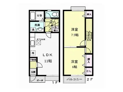 レピュート(2LDK/1階)の間取り写真