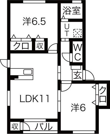 カルレ I(2LDK/2階)の間取り写真