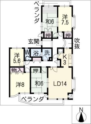 シティーアーク表山(5LDK/1階)の間取り写真
