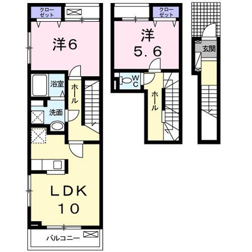 ブラン辻の城(2LDK/2階)の間取り写真