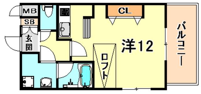テルマ下祗園(1K/3階)の間取り写真
