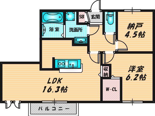 レスペランス A棟(1SLDK/2階)の間取り写真