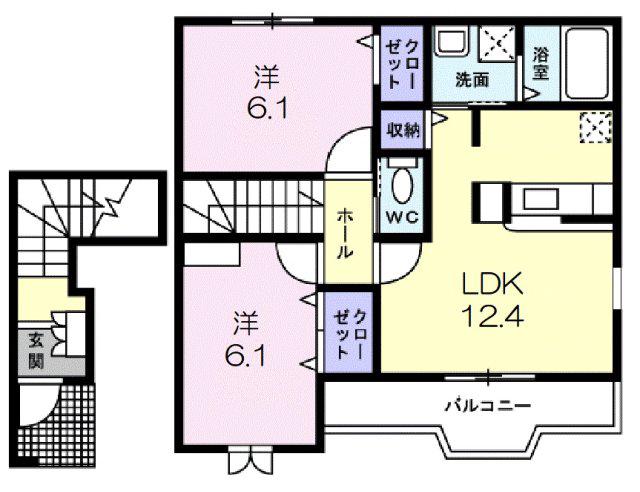 エクセレンテパラーシオ(2LDK/2階)の間取り写真