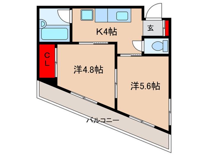 福島ビル(2K/3階)の間取り写真