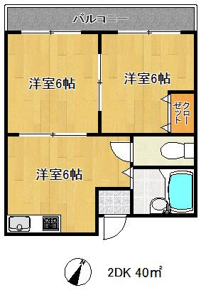 グランデFK(2DK/2階)の間取り写真