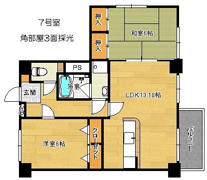 ルネッサンス長住(2LDK/2階)の間取り写真