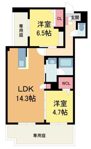 シャーメゾン大市プレミア ANNEX(2LDK/1階)の間取り写真