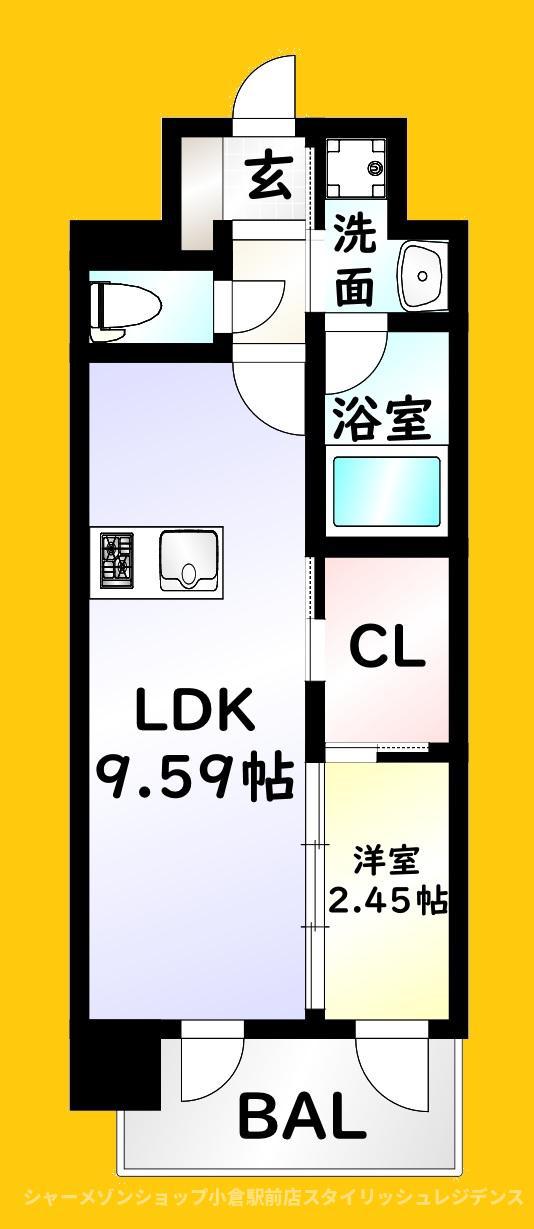 プレジデンス ざ 三萩野(1LDK/9階)の間取り写真