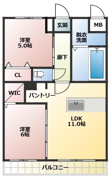 アバンガーデン(2LDK/1階)の間取り写真