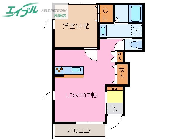 MO-V B(1LDK/1階)の間取り写真