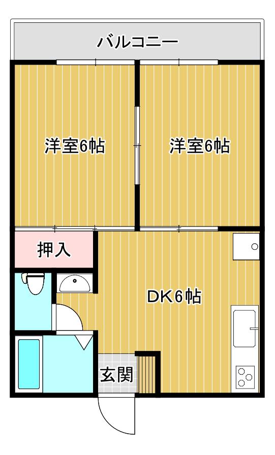YS BLD.20(2DK/3階)の間取り写真