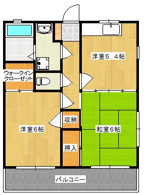 コンフォートTIII(2DK/2階)の間取り写真