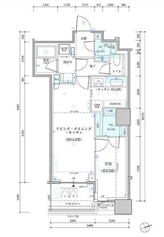 パークタワー勝どきサウス(1LDK/16階)の間取り写真