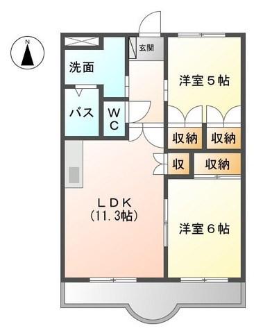 ローズビレッジ(2LDK/1階)の間取り写真