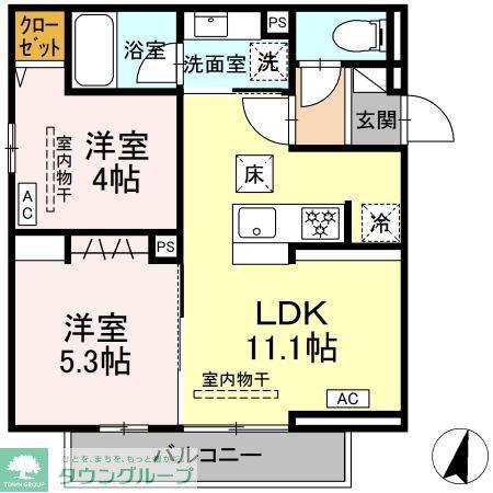 ドムスクレスト湘南台(2LDK/1階)の間取り写真