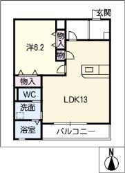 ウィンズ雅B棟(1LDK/1階)の間取り写真