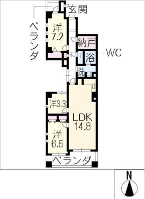 グレイスコート桜山(3LDK/5階)の間取り写真