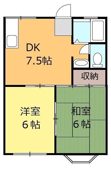 レイパティオC(2DK/2階)の間取り写真
