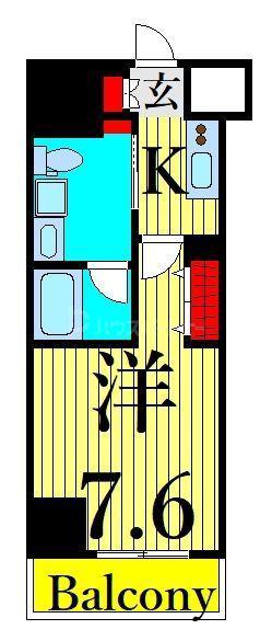 コンフォリア上野入谷(1K/7階)の間取り写真