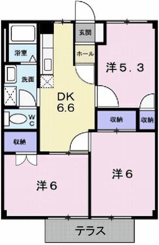 エクセル北門(3DK/1階)の間取り写真