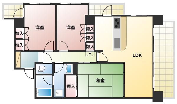 WILLDO西明石(3LDK/3階)の間取り写真