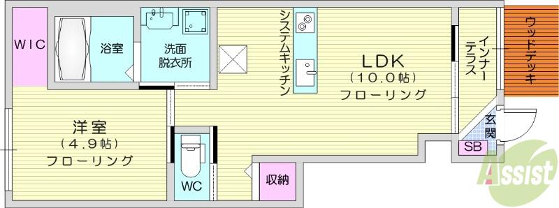 アビタシオン A&B(1LDK/1階)の間取り写真