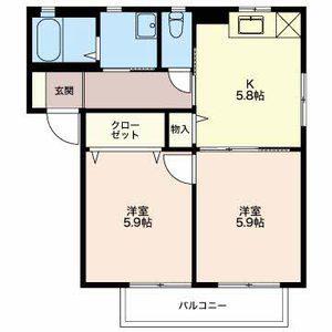 平田の森緑謳館(2K/2階)の間取り写真