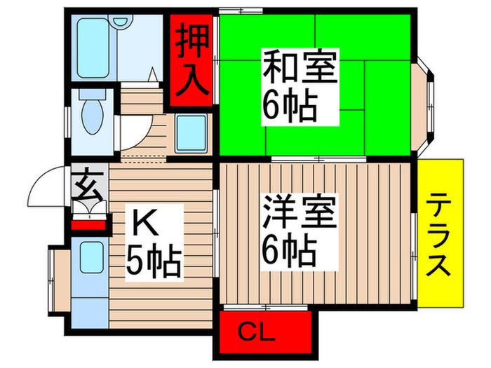 シティコーポ21A棟(2K/1階)の間取り写真